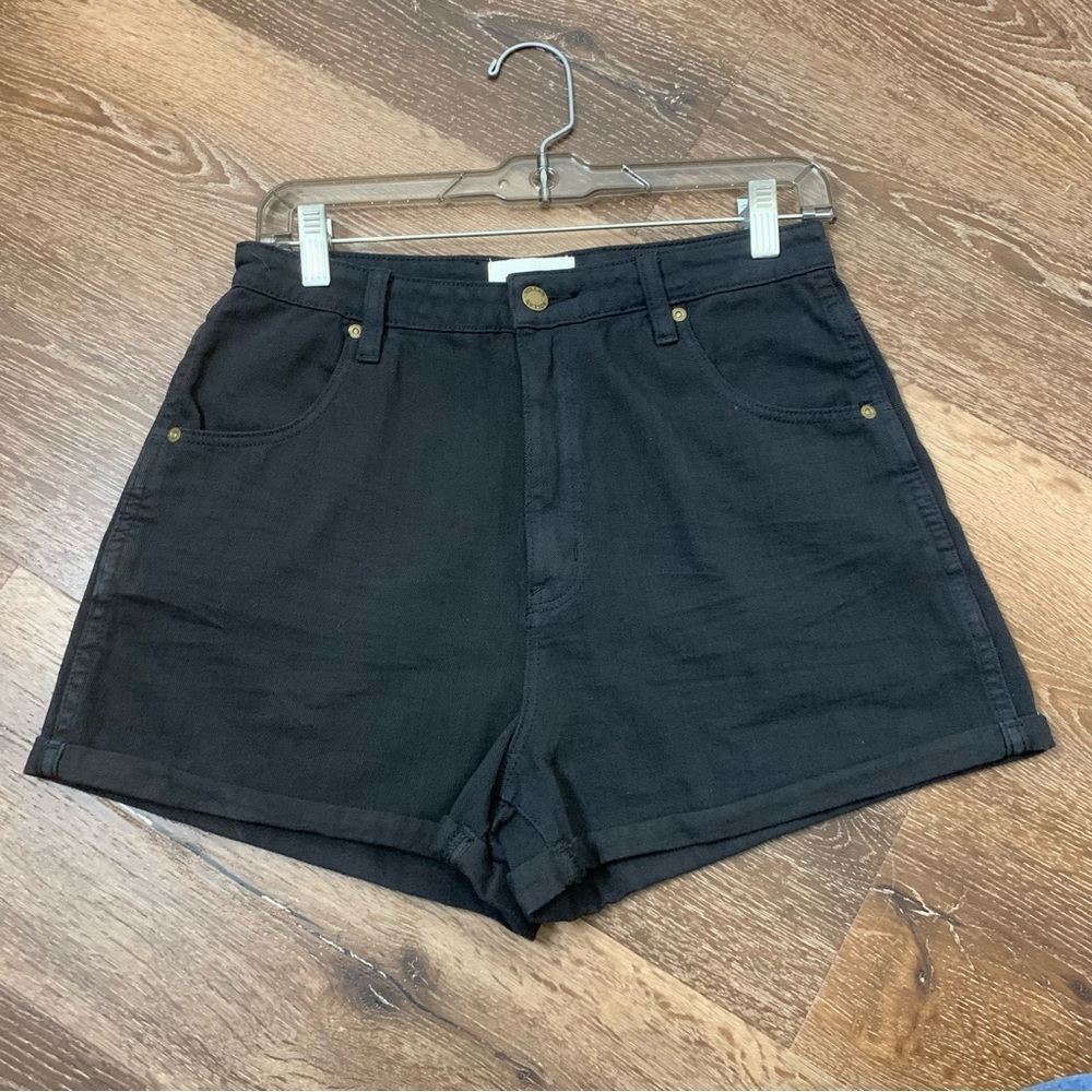 Rollas womens black dusters high rise slim jean shorts 28